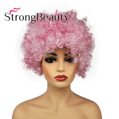 

StrongBeauty Short Curly Afro Jumbo American Synthetic Cosplay Party Wig Color Choose