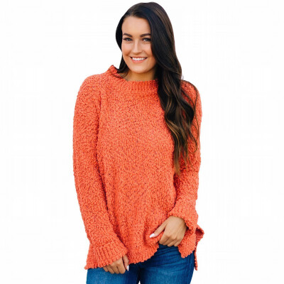 

Solid color sweater bottoming shirt womens round neck long sleeve slimming shirt