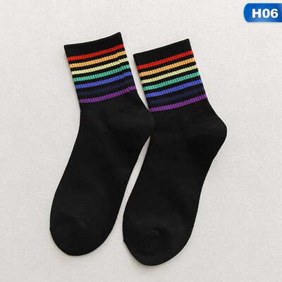 

Winter New Unisex Socks Cotton Rainbow Striped Socks Fashion Warm Chrismas Casual Hipster hosiery