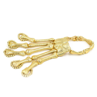

Hot Sale Hot Europe Halloween Exaggerated Jewelry Metal Skeleton Skull Bangle Bracelet Mittens Ghost Ornaments