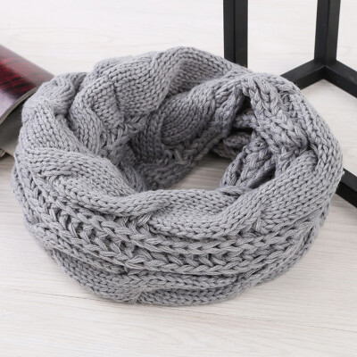 

Tailored Fashion Winter Keep Warm Scarves Womens Solid Braid knitting Wool Ring Scarfs