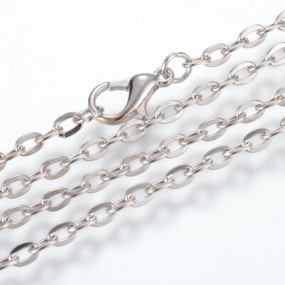 

Iron Cable Chains Necklace Makings with Lobster Clasps Unwelded Platinum 177"45cm