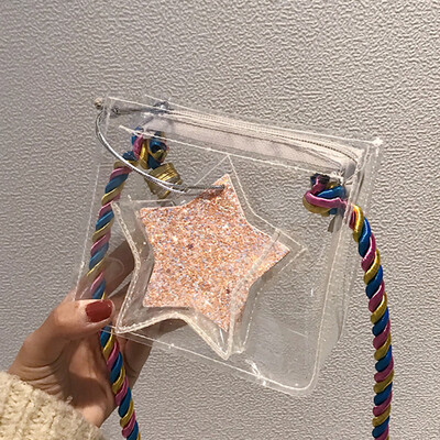 

Female 2019 new foreign gas girl transparent jelly slanted small square bag Chao Korean version of personality shoulder bag