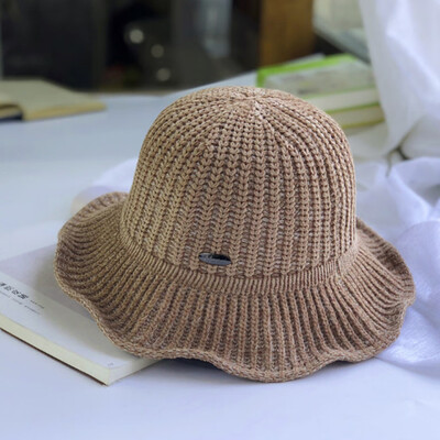 

Tailored Fashion Women Casual Chenille Thermal Woolen Hat Knitted Hat Bucket Hat Sun Cap