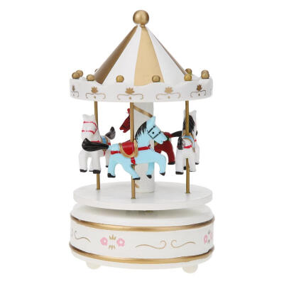 

Creative Merry-Go-Round Music Box Wood Horse Musical Case Ornament Gifts