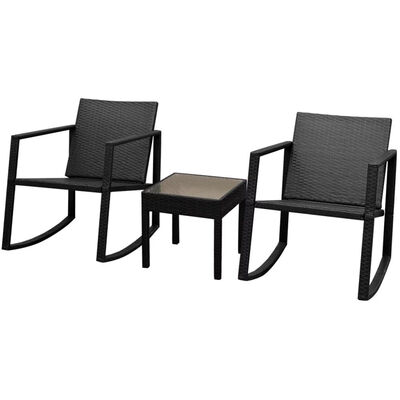 

3 Piece Bistro Set Poly Rattan Black