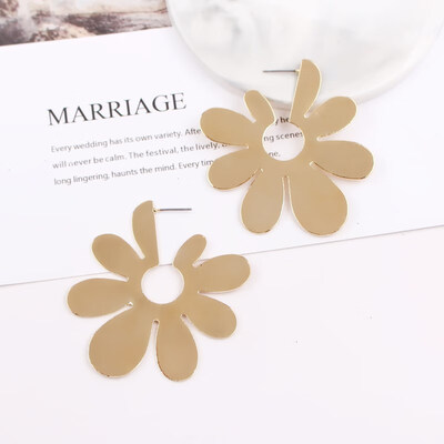 

E1016 New Fashion Painted Metal Big Leaf Earrings Statement Flower Stud Earrings For Women Wholesale Jewelry Pendientes Mujer