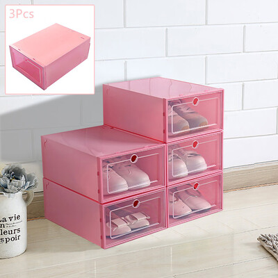 

Toponeto Foldable Shoe Box Storage Plastic Transparent Case Stackable Organizer 3Pcs