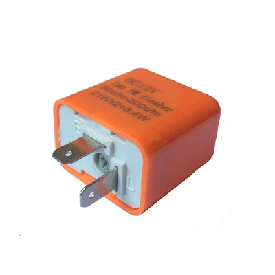 

12V 2 Pin Speed Adjustable LED Indicator Flasher Turn Signal Light Relay Resistor Fix Hyper Control Flash for Motorcycle Orange Co