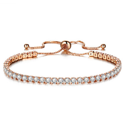 

Luxury Shiny Solid Drill Single Row Press Pull Bracelet Girls Jewelry Personality Fashion Bracelet