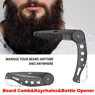 

New Beard Comb Mens Shaving Pocket Male Stainless Steel Mustache Brush Portable