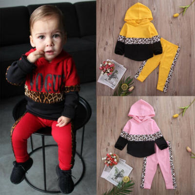 

US Baby Kid Girl Boy Infant Clothes Hooded Tops Pants Toddler Outfits Tracksuit