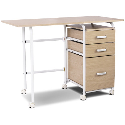 

Folding Computer Laptop Desk Wheeled Home Office Furniture-Natural