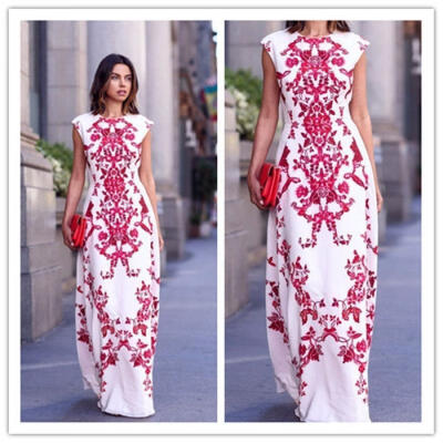 

Sexy Women Summer Boho Long Maxi Evening Party Gown Beach Floral Cocktail Dress