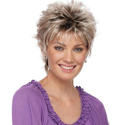 

High-temperature Synthetic Fiber Synthetic Curly Wigs for Women Short Small Curl Wig Natural Gradient Color Hairpiece