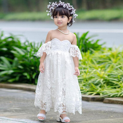 

Toddler Kids Baby Girls Dress Lace Off Shoulder Party Pageant Princess Dresses