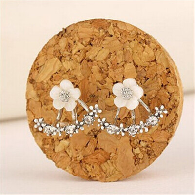 

oLARU Jewelry Popular in Korea Flower Crystal Stud Earring For Woman New Ear hanging Bib Earrings wholesale Pirce Bijoux Elegant