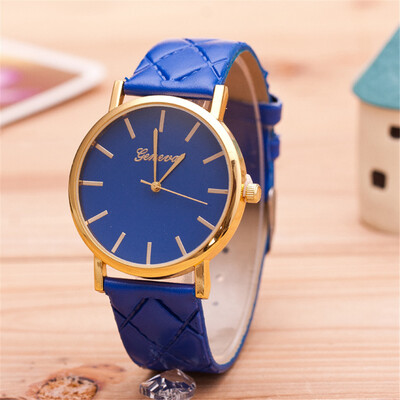 

European&American fashion check belt ladies watch simple engraved