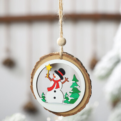 

Siaonvr Christmas Decorations Round Wooden Pendants Small Ornaments Hanging Dress Up