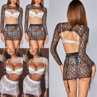 

Women Sexy Lingerie Lace Babydoll Mesh Sleepwear Bodysuit Pajamas Underwear Tops