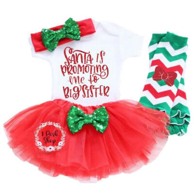 

Santa Kids Baby Girls Christmas Sister Matching Clothes Romper Lace Dress Outfit
