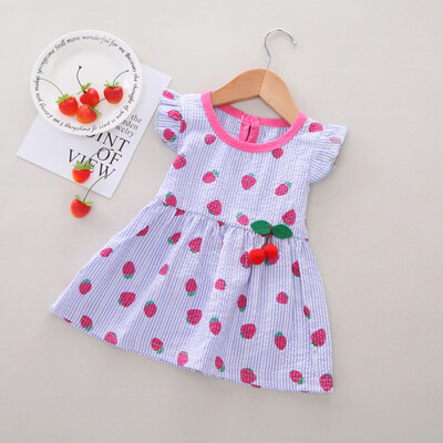 

Toddler Baby Kids Girls Fly Sleeve Fruit Print Princess Dresses Casual Clothes