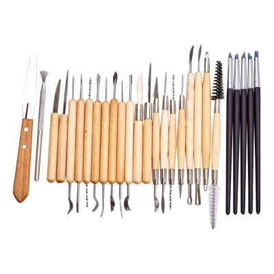 

27pcs DIY Clay Pottery Tool Wood Handle Sculpting Ceramics Art Modeling Kit