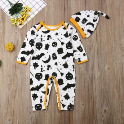 

Halloween Newborn Baby Boys Girl Clothes Long Sleeve Romper Jumpsuit Hat Outfit