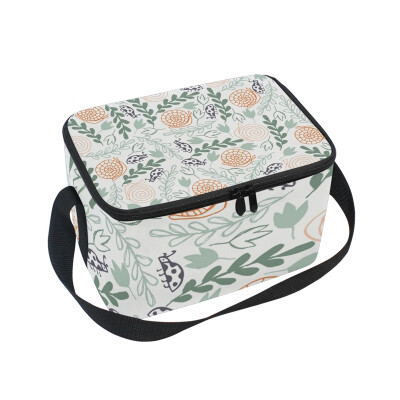 

ALAZA Insulated Lunch Box Snail Leaves Lunch Bag for Men Women Portable Tote Bag Cooler Bag