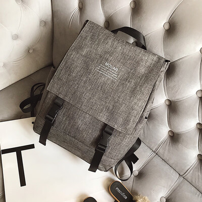 

Double shoulder bag male Korean version of campus canvas printing backpack retro British style college student couple trendy backp