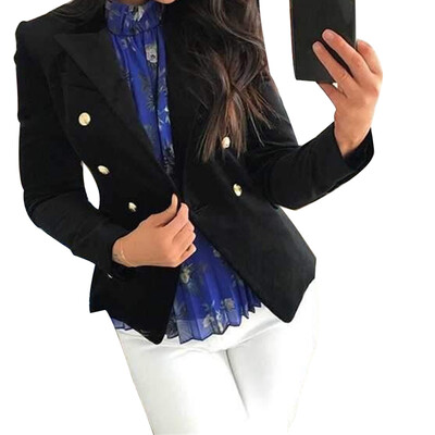 

Women Solid Color Jacket Cutton Business Blazer Cardigan Lapel Short Work Coat