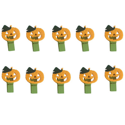 

New Hot Halloween Supplies Halloween Holiday Supplies Halloween Pumpkin Wood Clip Decoration Pumpkin Smiley Holiday Party Wood