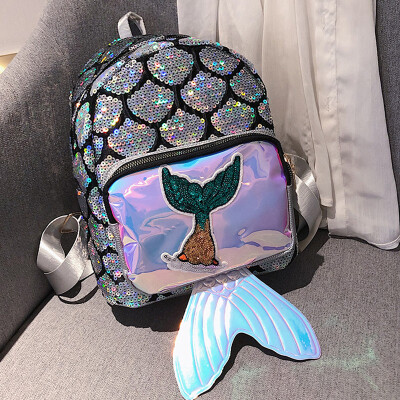 

Fish scale beaded backpack Korean version of the new Harajuku fashion backpack colorful laser high-capacity bags