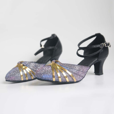 

Rose Mid-High Heels Glitter Dance Shoes Women Ballroom Latin Tango Rumba Dance Shoes