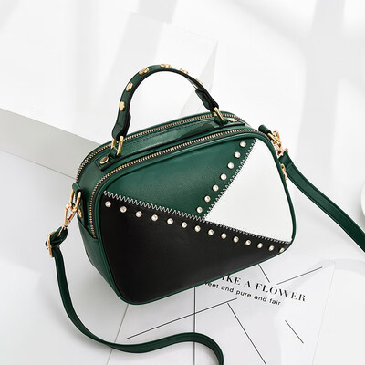 

Womens summer bag on the new round bag contrast color texture slung foreign style shoulder portable ins Joker