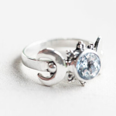 

European And American Retro Thai Silver Moonstone Ring National Wind With Drill Hand Jewelry Ring
