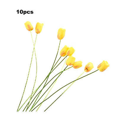 

10pcsset Mini Rose Daisy Tulip Sunflower Fairy Garden Resin DIY Craft Ornaments Miniature Landscape Model Home Decoration Photogr