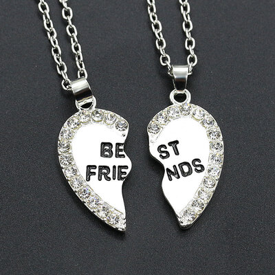 

Diamond Best Friends Necklace Alloy Twist Chain Heart Necklace