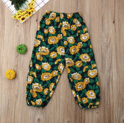 

Toddler Baby Girl Breathable Pants Bottom Joggy Loose SunFlower Trousers Clothes