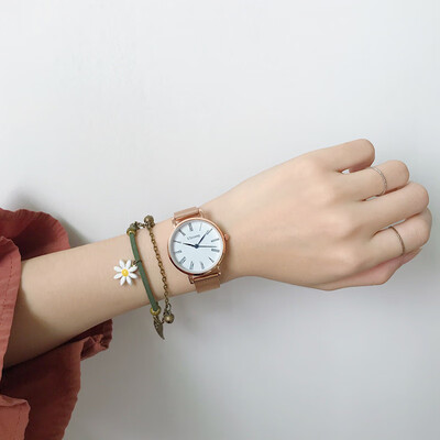

French Minority Metal Watchband Watch Female ins Style Literature&Art Simple Temperament Korean Baitaoshen Waterproof Lightwe