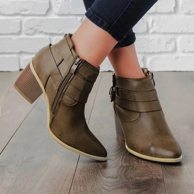 

Rose Womens Ladies Vintage Ankle Rome Pointed Toe Casual Single Shoes Short Boots