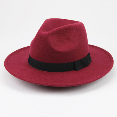

Vintage Men Women Hard Felt Hat Wide Brim Trilby Panama Hat Gangster Cap