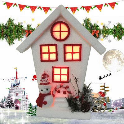 

〖Follure〗Christmas Decorations House Lights Snow House Window Counters Desktop Props