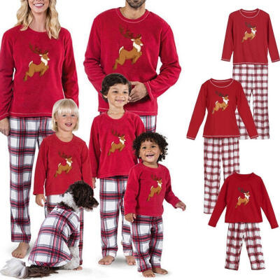 

Hot Family Matching Christmas Pajamas PJs Set Xmas Sleepwear Nightwear TopsPants