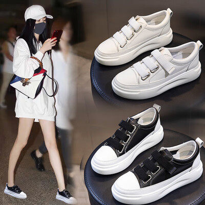 

Autumn new leather womens shoes ins Korean version of the wild net red white shoes tide leisur