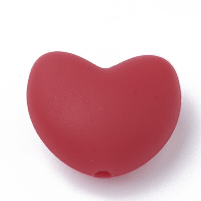 

Food Grade Environmental Silicone Beads Chewing Beads For Teethers DIY Nursing Necklaces Making Heart Red 16x19x10mm Hole 2
