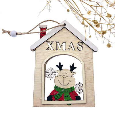 

Creative Christmas Wood Snowman Carving Tree Elk Hanging Pendant Party Decor