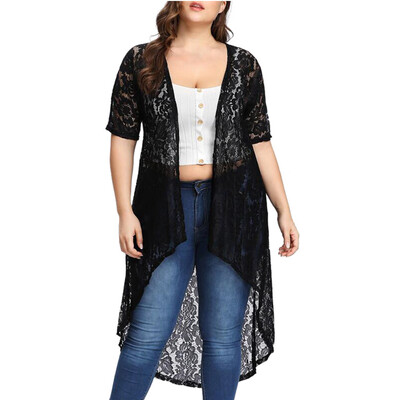 

Roseonmyhand Fashion Womens Casual Plus Size Lace Loose Shawl Cardigan Top Cover Up Beachwear