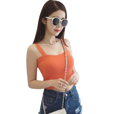 

Womens Sexy Solid Sleeveless Pullover Knitted Crop Tank Top