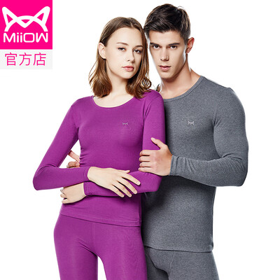 

Cat Man MiiOW thermal underwear men&women warm winter slim breathable ladies comfortable close-fitting autumn clothes long pants warm suit two-piece set of deep gray XL